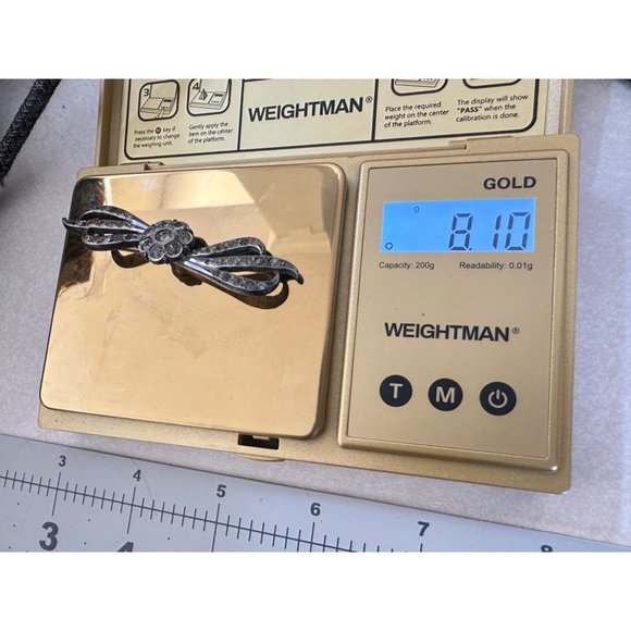 Antique Art Deco untested silver tone clear glass paste rhinestones brooch pin - Picture 10 of 10